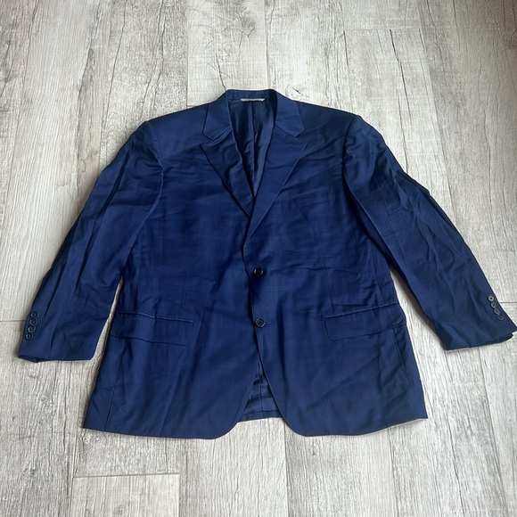 Canali Made in Italy Blue Plaid 100% Wool Suit Euro Size 58 R US Size 48 - Picture 4 of 16